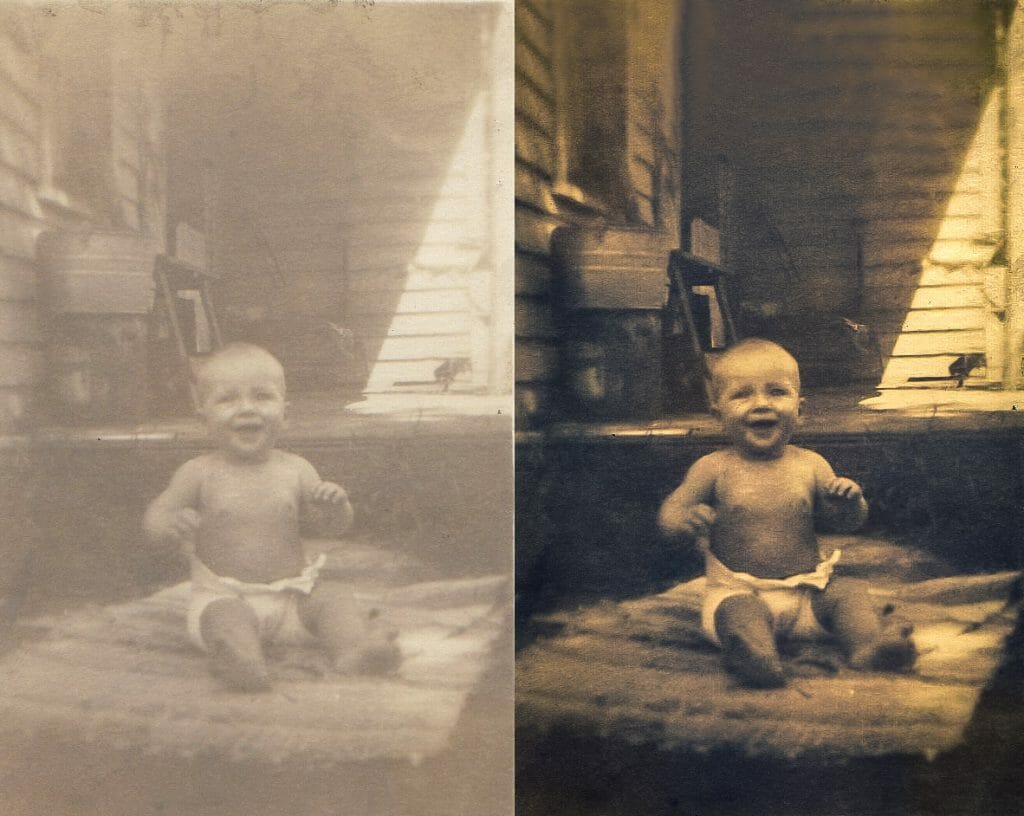 Photo restoration of my dad as a toddler