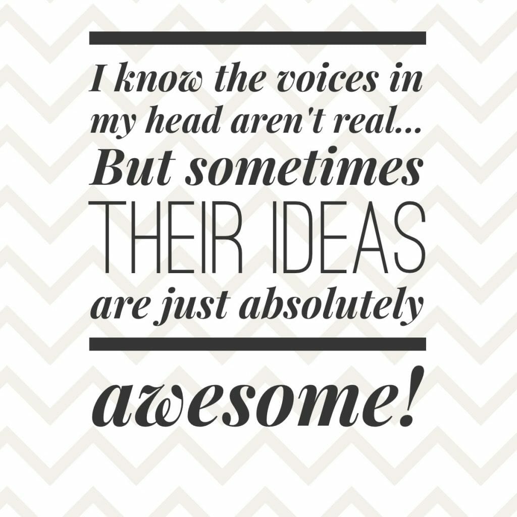 I know the voices in my head aren't real... But sometimes their ideas are absolutely awesome!