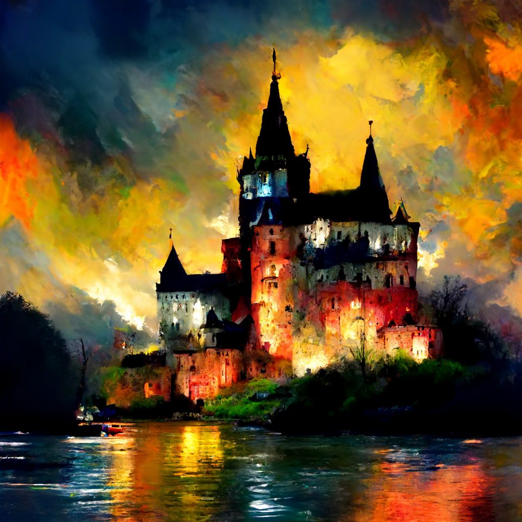Frank3D A castle on the rhine river in Germany leonid afremov s 473829e3 730c 44b9 9c25 8536809e8a2c