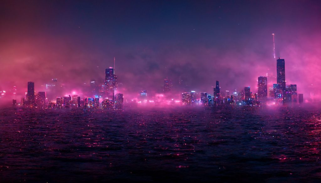 Frank3D Vaporwave Cityscape Chicago violet neon pink fog night 51939f0c 9a30 4580 a334 a15cb27bc005