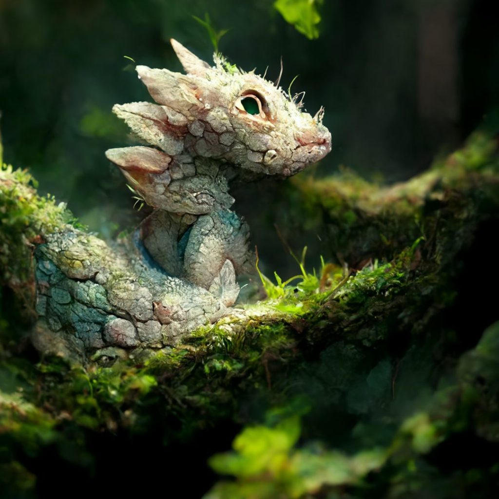 Frank3D baby dragon in wooded crevice 734f1590 50dc 4c0e 85cb 6f6ad97de223