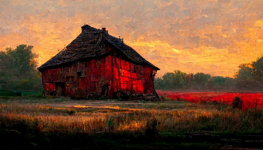 Frank3D rustic red barn in Indiana sunset Vincent Van Gogh styl 7ea53127 07a2 48c4 a49d 6fcff5a32803