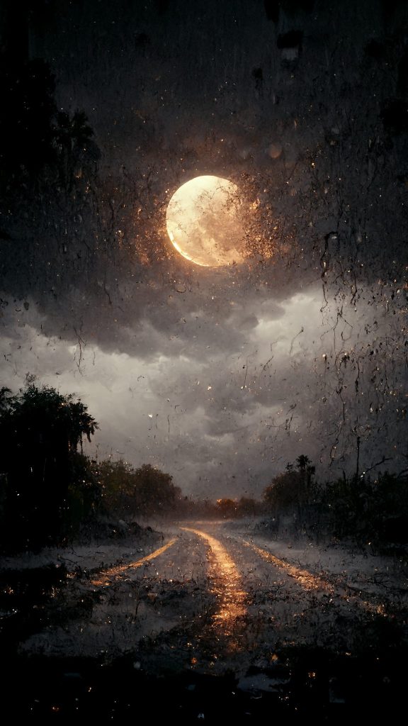 Frank3D hard rain on asphalt road large moon low cinematic ligh e27d47ce 044c 4415 a0af c360cb329a49