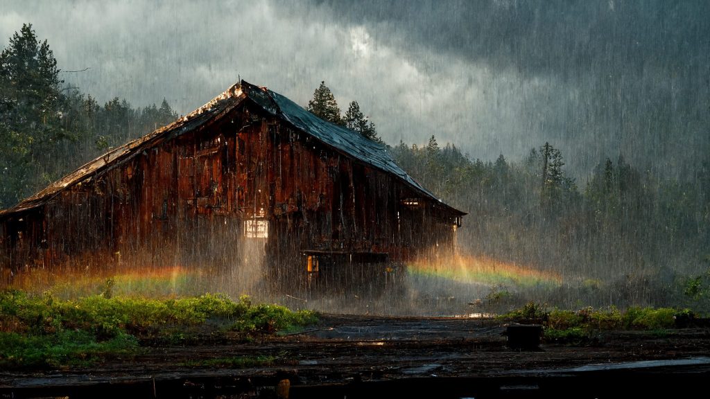 Frank3D old redwood barn Montana hard rain late afternoon sunsh 0eb80fe5 8bcd 4f08 b41a e24eab8b3077